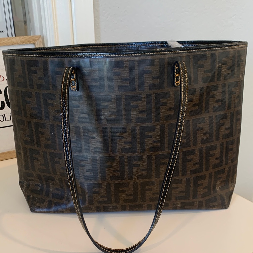FENDI Zucca Brown/Black w/Excellent yellow interior- Canvas leather-Authentic